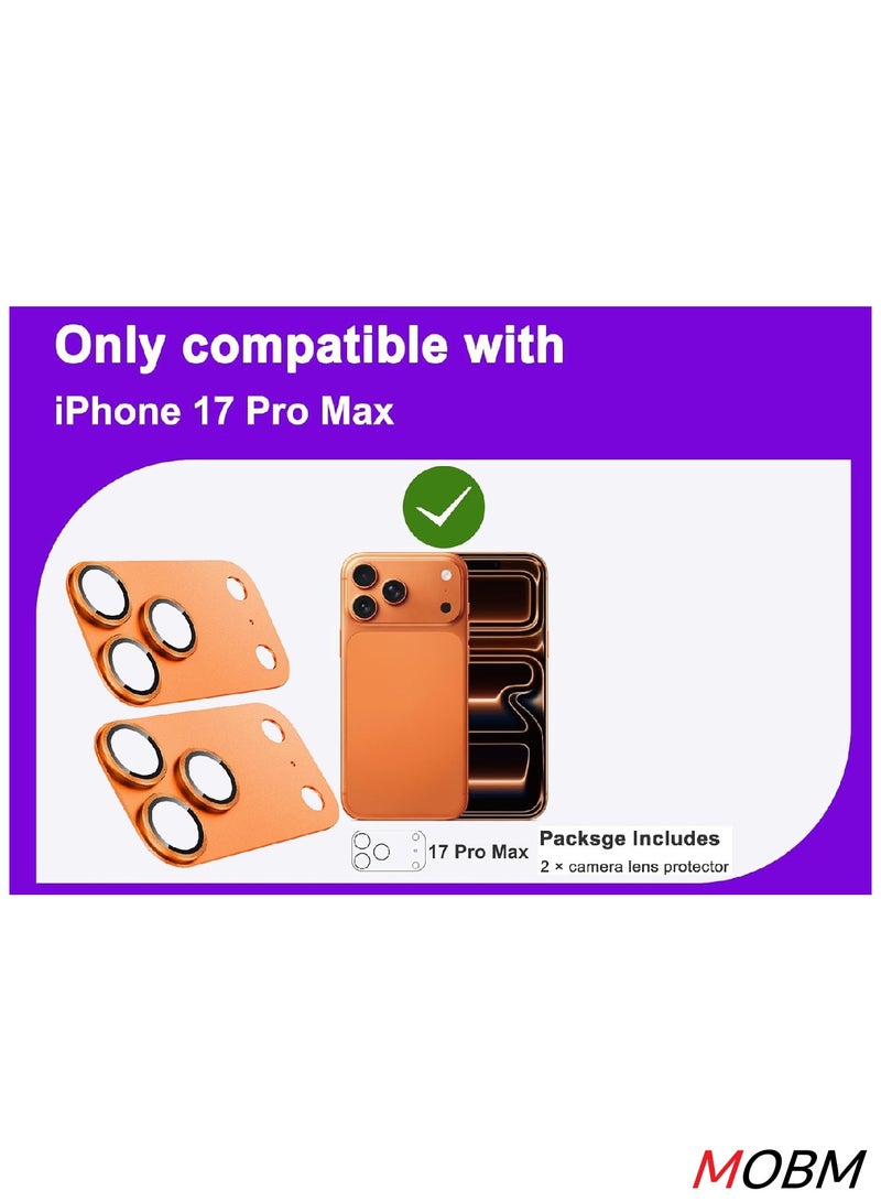 MOBM For iPhone 17 Pro Max Camera Protector Lens Cover Orange Pack of 2 - Image 2